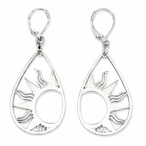 Stainless Steel Sunburst Drop Earrings