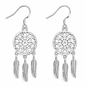 Sterling Silver Dream Catcher Drop Earrings